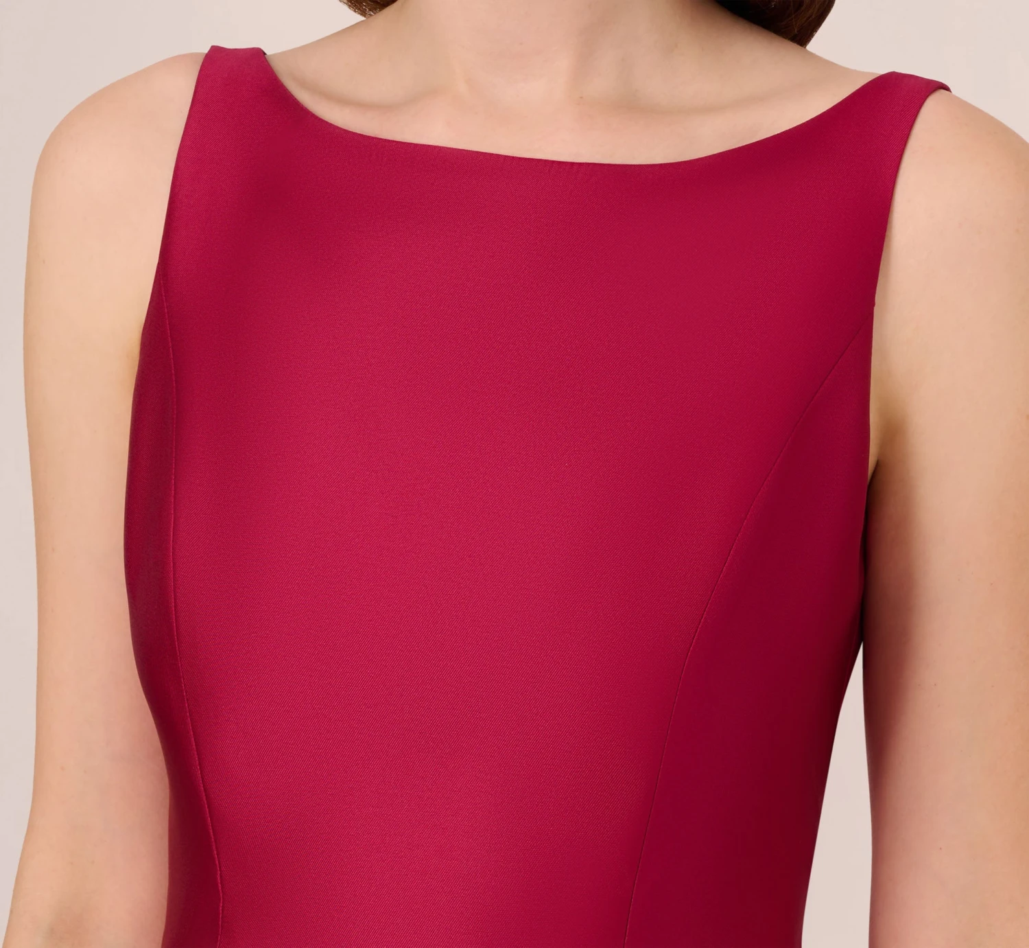 Adrianna Papell Sleeveless Mikado Fit And Flare Midi Dress With V-Back In Red Plum 3 Adrianna Papell Sleeveless Mikado Fit And Flare Midi Dress With V-Back In Red Plum - Image 3