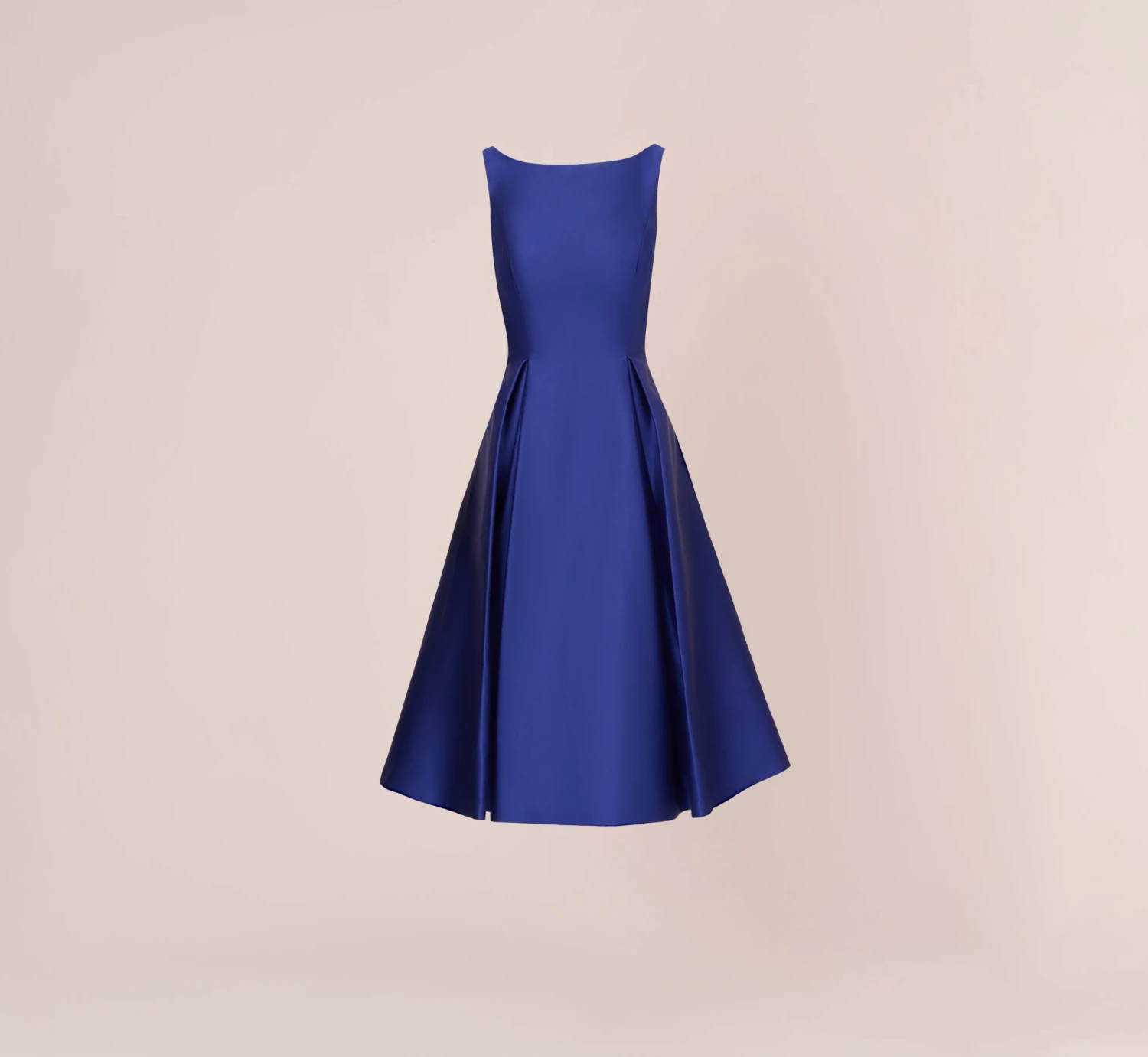 Adrianna Papell Sleeveless Mikado Fit And Flare Midi Dress With V-Back In Neptune 5 Adrianna Papell Sleeveless Mikado Fit And Flare Midi Dress With V-Back In Neptune - Image 5