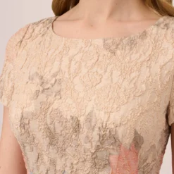 Adrianna Papell Floral Matelasse Gown In Blush Multi 8 Adrianna Papell Floral Matelasse Gown In Blush Multi -Glam Mirth Sales 081903250 BLH Regular Detail