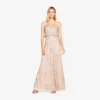 Adrianna Papell Art Deco Beaded Blouson Gown In Taupe Pink
