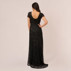 Adrianna Papell Scoop Back Sequin Gown In Black 9 Adrianna Papell Scoop Back Sequin Gown In Black -Glam Mirth Sales 091874600 AA002 Regular Back