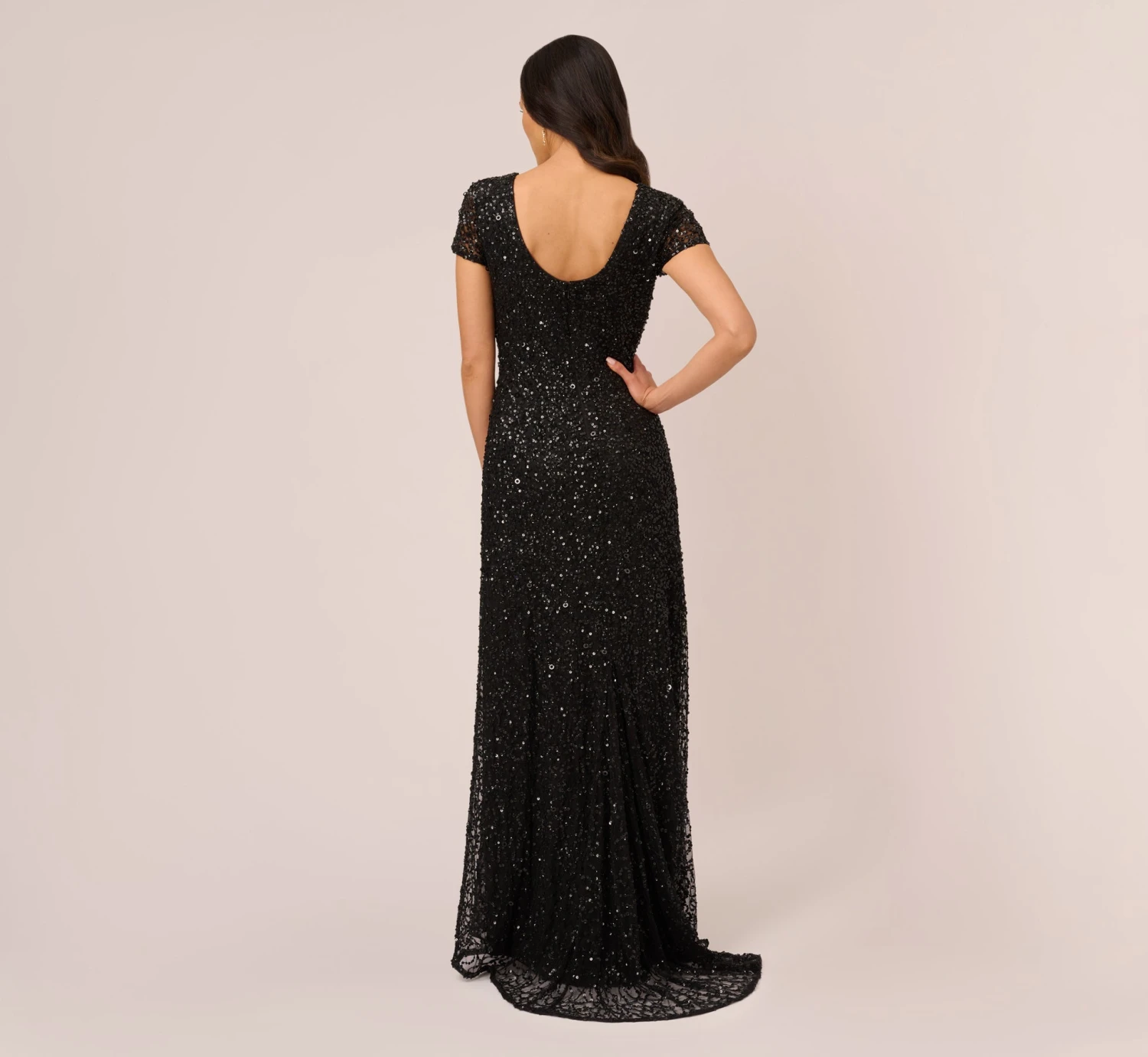 Adrianna Papell Scoop Back Sequin Gown In Black 4 Adrianna Papell Scoop Back Sequin Gown In Black - Image 4
