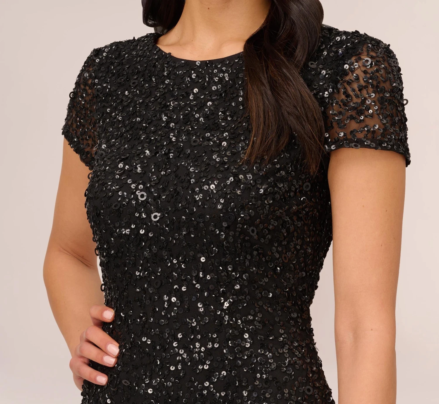 Adrianna Papell Scoop Back Sequin Gown In Black 3 Adrianna Papell Scoop Back Sequin Gown In Black - Image 3