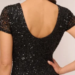 Adrianna Papell Scoop Back Sequin Gown In Black 10 Adrianna Papell Scoop Back Sequin Gown In Black -Glam Mirth Sales 091874600 AA002 Regular Lifestyle