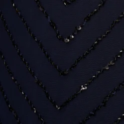 Adrianna Papell Plus Size Art Deco Beaded Blouson Dress With Halter Neckline In Navy Black -Glam Mirth Sales 191914100 AI410 Plus Alternate