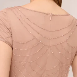 Adrianna Papell Short Sleeve Beaded Blouson Gown In Rose Gold 10 Adrianna Papell Short Sleeve Beaded Blouson Gown In Rose Gold -Glam Mirth Sales 191916100 AA958 Regular Lifestyle