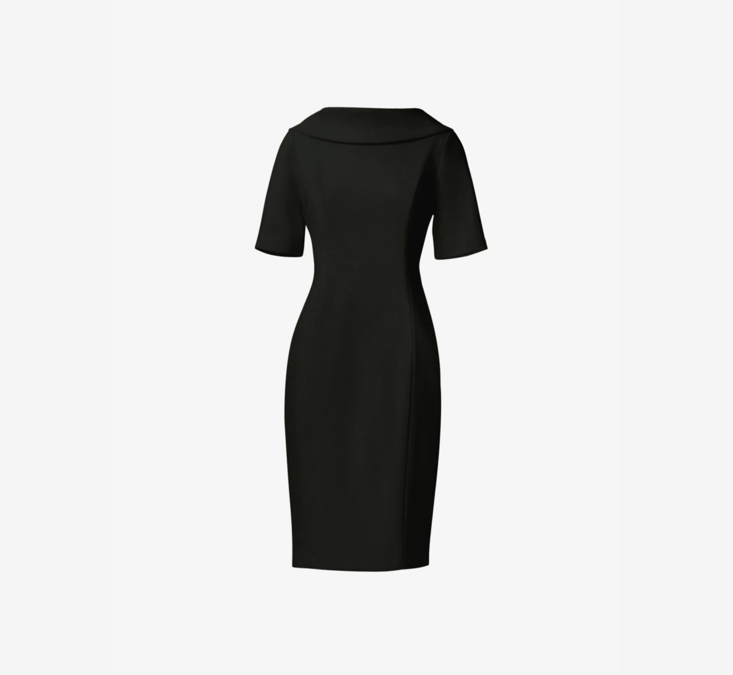 Adrianna Papell Short Sleeve Crepe Dress With Rolled Neck In Black 8 Adrianna Papell Short Sleeve Crepe Dress With Rolled Neck In Black - Image 8