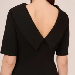 Adrianna Papell Short Sleeve Crepe Dress With Rolled Neck In Black 10 Adrianna Papell Short Sleeve Crepe Dress With Rolled Neck In Black -Glam Mirth Sales AP1D101960 AA002 Regular Lifestyle
