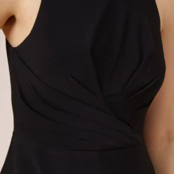 Adrianna Papell Matte Stretch Jersey Fit And Flare Short Halter Dress In Black -Glam Mirth Sales AP1D102352 AA002 Regular Detail