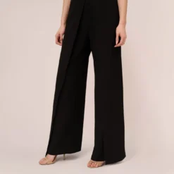 Adrianna Papell Sleeveless Tailored Jumpsuit With Wide Leg In Black -Glam Mirth Sales AP1D102818 AA002 Regular Lifestyle