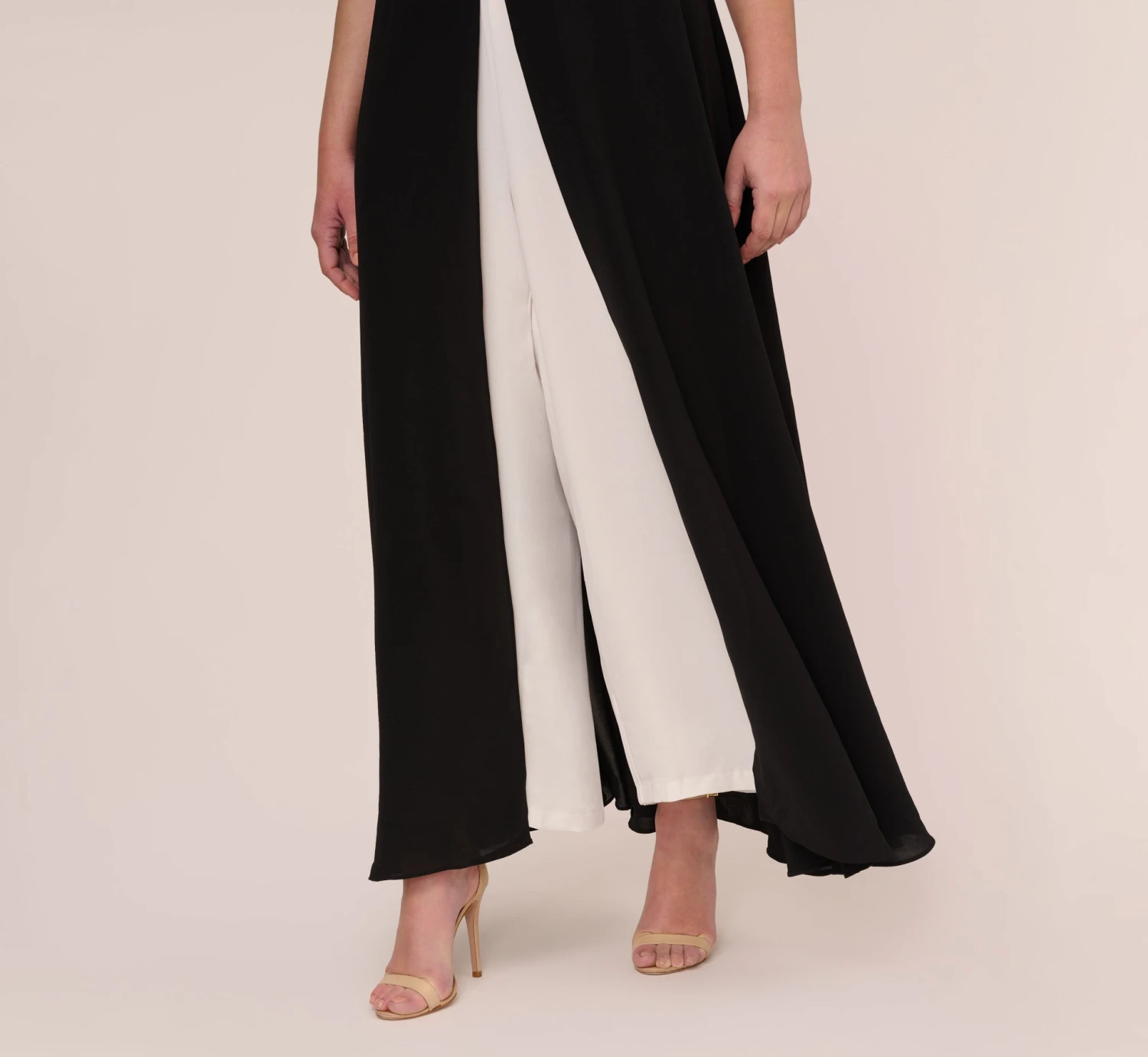 Adrianna Papell Plus Size Colorblock Jumpsuit With Skirt Overlay In Black Ivory 3 Adrianna Papell Plus Size Colorblock Jumpsuit With Skirt Overlay In Black Ivory - Image 3