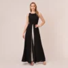 Adrianna Papell Colorblock Jumpsuit With Skirt Overlay In Black Ivory