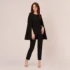 Adrianna Papell Crepe Jumpsuit With Cape In Black