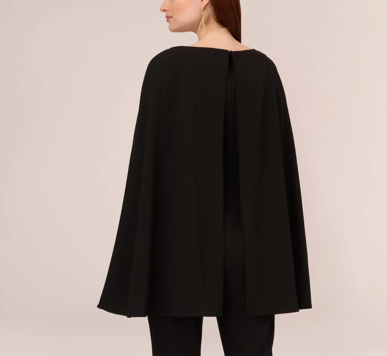 Adrianna Papell Crepe Jumpsuit With Cape In Black 3 Adrianna Papell Crepe Jumpsuit With Cape In Black - Image 3