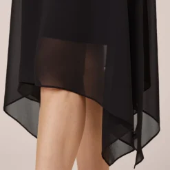 Adrianna Papell Chiffon Blouson Midi Dress With Flutter Sleeves In Black -Glam Mirth Sales AP1D103493 AA002 Regular Detail