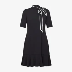 Adrianna Papell Mock Neck Dress With Contrasting Bowtie In Black Ivory 8 Adrianna Papell Mock Neck Dress With Contrasting Bowtie In Black Ivory -Glam Mirth Sales AP1D103529 AA019 REGULAR FLAT