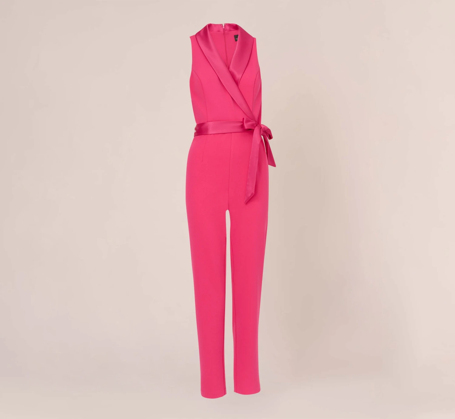 Adrianna Papell Sleeveless Crepe Jumpsuit With Tuxedo Collar In Cabaret Pink 7 Adrianna Papell Sleeveless Crepe Jumpsuit With Tuxedo Collar In Cabaret Pink - Image 7
