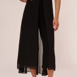 Adrianna Papell Cropped Jumpsuit With Pintuck Bodice In Black 10 Adrianna Papell Cropped Jumpsuit With Pintuck Bodice In Black -Glam Mirth Sales AP1D103893 AA002 Regular Lifestyle