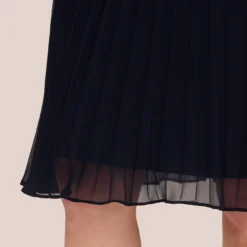 Adrianna Papell Draped Fit-And-Flare Dress In Blue Moon -Glam Mirth Sales AP1D104097 AA411 Regular Lifestyle