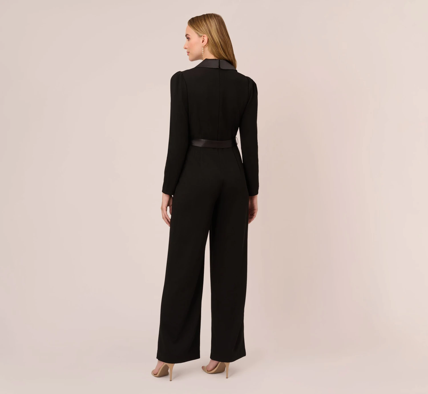 Adrianna Papell Knit Crepe Tuxedo Jumpsuit In Black 3 Adrianna Papell Knit Crepe Tuxedo Jumpsuit In Black - Image 3