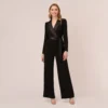 Adrianna Papell Knit Crepe Tuxedo Jumpsuit In Black