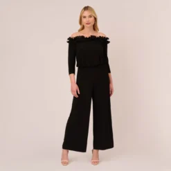 Adrianna Papell Plus Size Signature Blouson Jumpsuit In Black