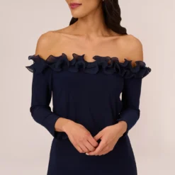 Adrianna Papell Signature Blouson Jumpsuit In Navy -Glam Mirth Sales AP1D104323 AA412 Regular Lifestyle