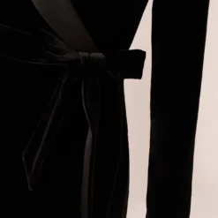 Adrianna Papell Long Sleeve Velvet Tuxedo Dress In Black 12 Adrianna Papell Long Sleeve Velvet Tuxedo Dress In Black -Glam Mirth Sales AP1D104349 AA002 Regular Lifestyle