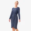 Adrianna Papell Metallic Striped Knit Dress In Navy