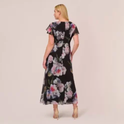 Adrianna Papell Plus Size Floral Printed Jumpsuit In Black Multi 9 Adrianna Papell Plus Size Floral Printed Jumpsuit In Black Multi -Glam Mirth Sales AP1D104440 AA963 Plus Back