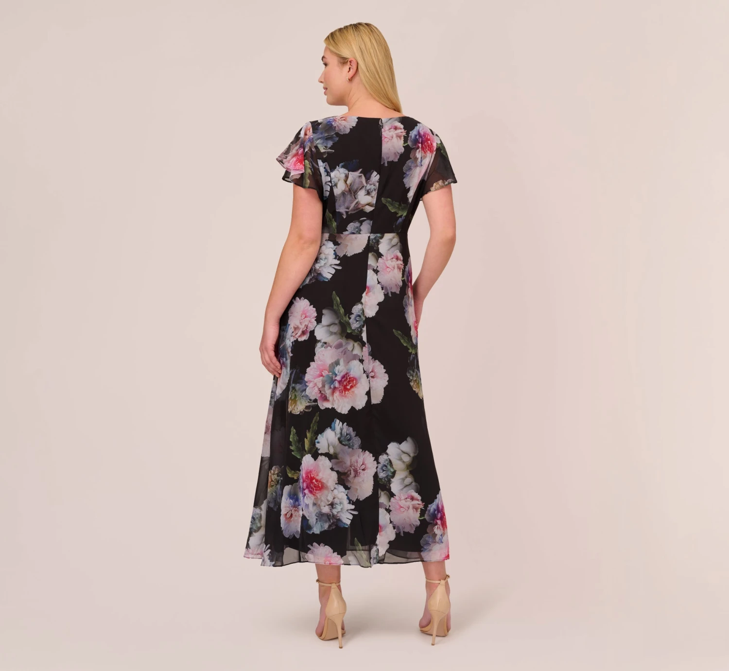 Adrianna Papell Plus Size Floral Printed Jumpsuit In Black Multi 4 Adrianna Papell Plus Size Floral Printed Jumpsuit In Black Multi - Image 4