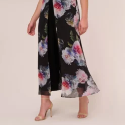 Adrianna Papell Plus Size Floral Printed Jumpsuit In Black Multi 8 Adrianna Papell Plus Size Floral Printed Jumpsuit In Black Multi -Glam Mirth Sales AP1D104440 AA963 Plus Lifestyle