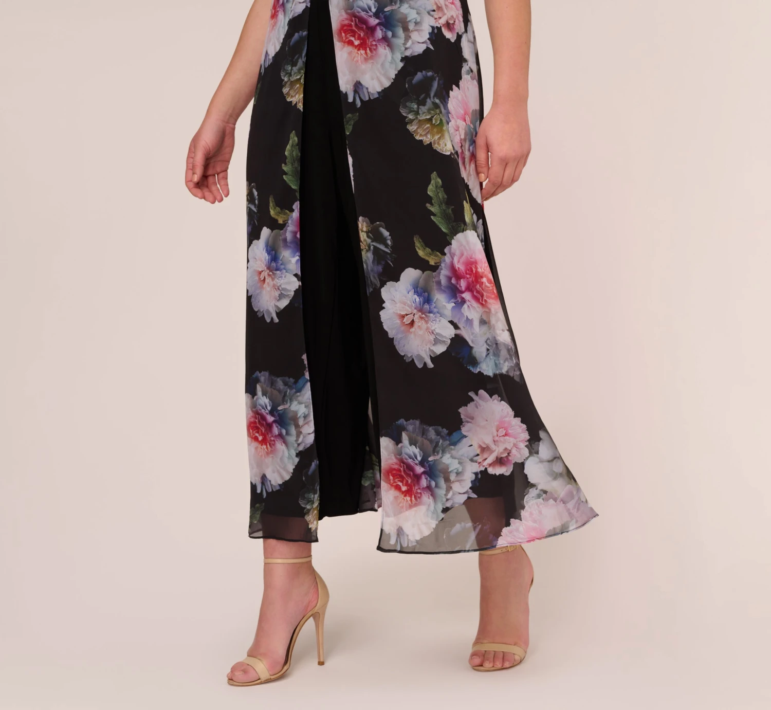Adrianna Papell Plus Size Floral Printed Jumpsuit In Black Multi 3 Adrianna Papell Plus Size Floral Printed Jumpsuit In Black Multi - Image 3