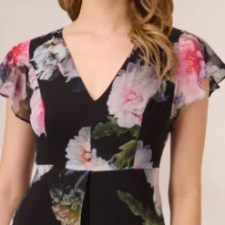 Adrianna Papell Floral Printed Jumpsuit In Black Multi 10 Adrianna Papell Floral Printed Jumpsuit In Black Multi -Glam Mirth Sales AP1D104440 AA963 Regular Detail