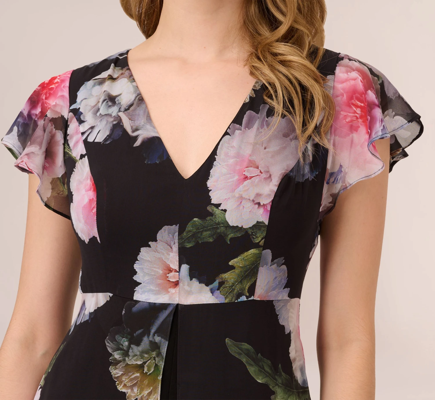 Adrianna Papell Floral Printed Jumpsuit In Black Multi 4 Adrianna Papell Floral Printed Jumpsuit In Black Multi - Image 4