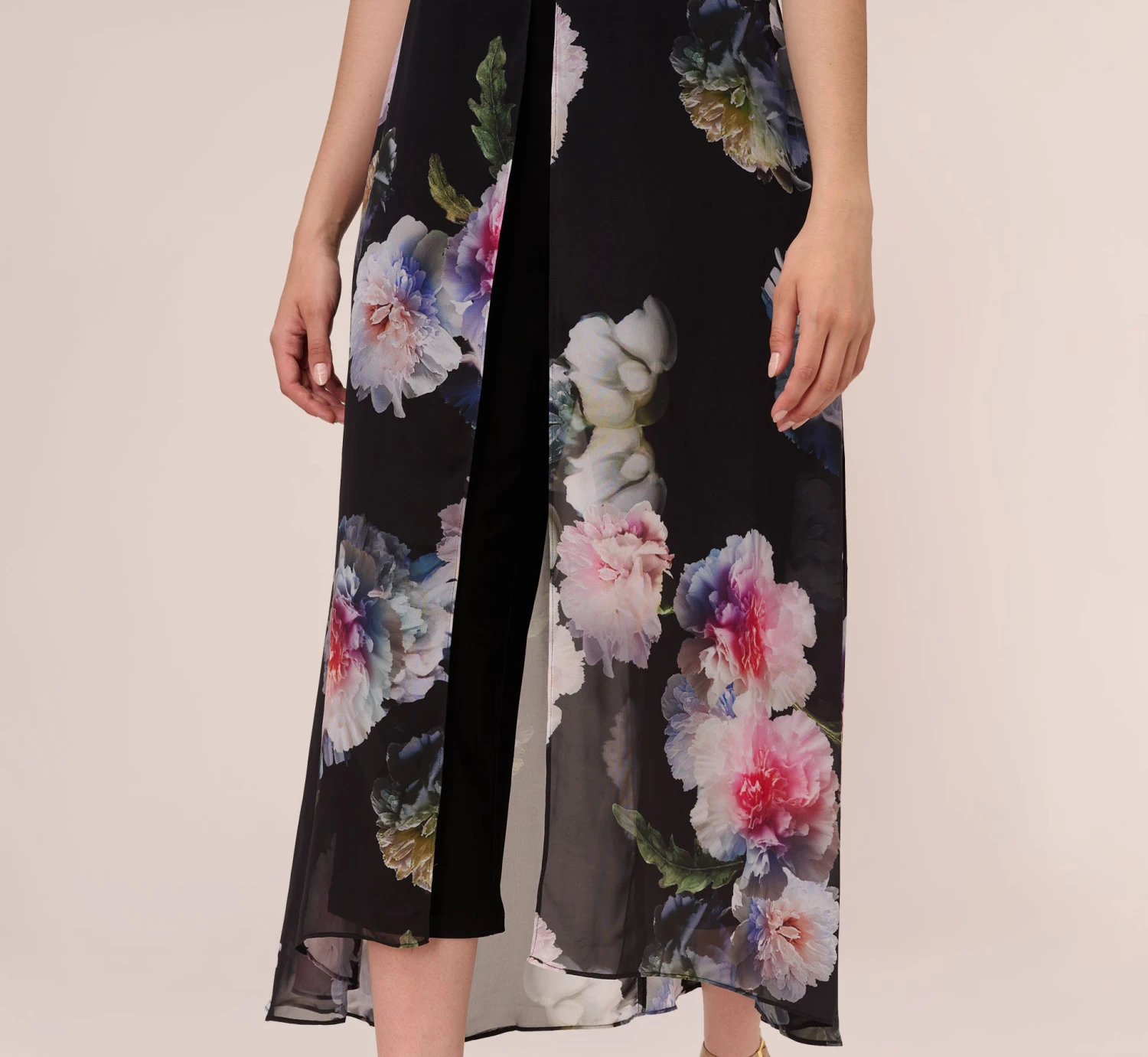 Adrianna Papell Floral Printed Jumpsuit In Black Multi 6 Adrianna Papell Floral Printed Jumpsuit In Black Multi - Image 6