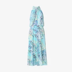 Adrianna Papell Floral Mock Neck Midi Dress In Light Blue Multi 13 Adrianna Papell Floral Mock Neck Midi Dress In Light Blue Multi -Glam Mirth Sales AP1D104505 AB481 Regular Flat