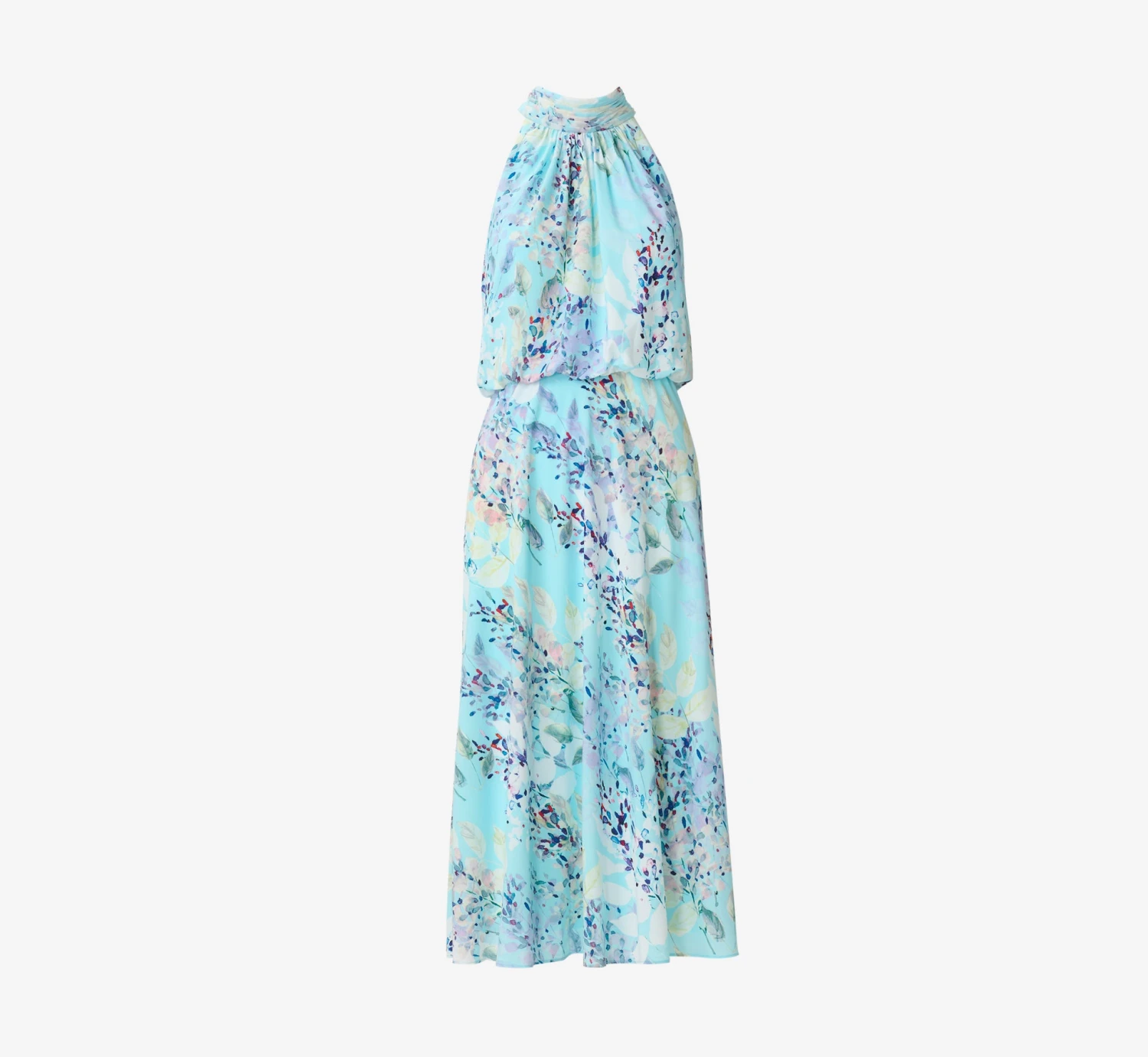 Adrianna Papell Floral Mock Neck Midi Dress In Light Blue Multi 7 Adrianna Papell Floral Mock Neck Midi Dress In Light Blue Multi - Image 7