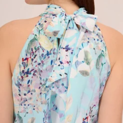 Adrianna Papell Floral Mock Neck Midi Dress In Light Blue Multi 11 Adrianna Papell Floral Mock Neck Midi Dress In Light Blue Multi -Glam Mirth Sales AP1D104505 AB481 Regular Lifestyle