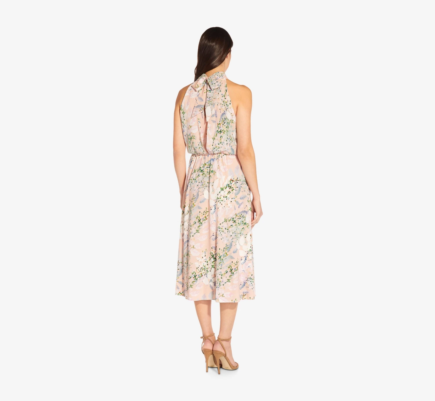 Adrianna Papell Floral Mock Neck Midi Dress In Blush Multi 2 Adrianna Papell Floral Mock Neck Midi Dress In Blush Multi - Image 2