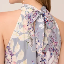 Adrianna Papell Floral Mock Neck Midi Dress In Dusty Blue Multi 10 Adrianna Papell Floral Mock Neck Midi Dress In Dusty Blue Multi -Glam Mirth Sales AP1D104505 CJ980 Regular Lifestyle