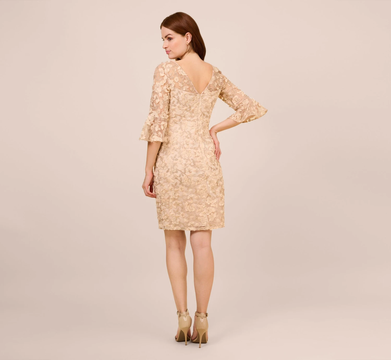 Adrianna Papell Metallic Embroidered Sheath Dress In Blush 4 Adrianna Papell Metallic Embroidered Sheath Dress In Blush - Image 4