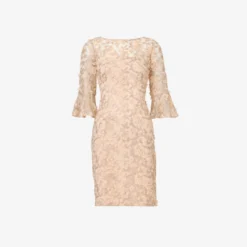 Adrianna Papell Metallic Embroidered Sheath Dress In Blush 13 Adrianna Papell Metallic Embroidered Sheath Dress In Blush -Glam Mirth Sales AP1D104511 AD684 Regular Flat