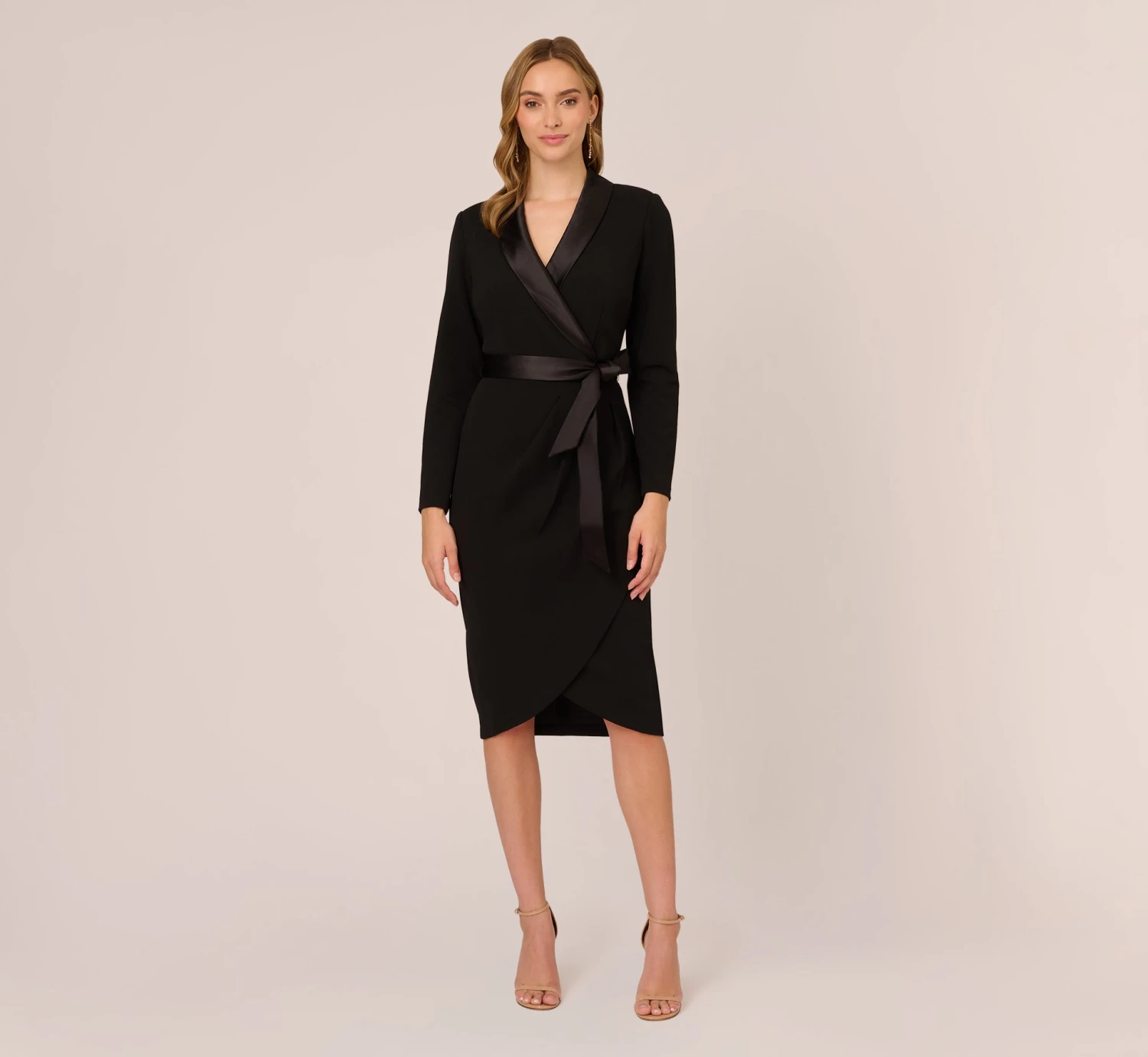 Adrianna Papell Knit Crepe Tuxedo Sheath Dress In Black 6 Adrianna Papell Knit Crepe Tuxedo Sheath Dress In Black - Image 6