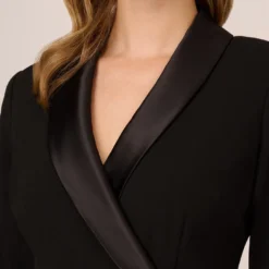 Adrianna Papell Knit Crepe Tuxedo Sheath Dress In Black 10 Adrianna Papell Knit Crepe Tuxedo Sheath Dress In Black -Glam Mirth Sales AP1D104560 AA002 Regular Lifestyle