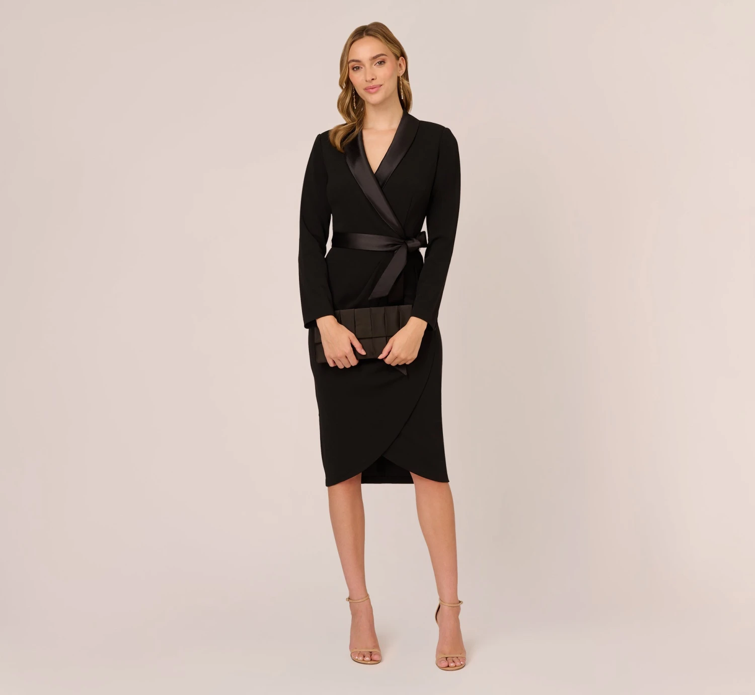Adrianna Papell Knit Crepe Tuxedo Sheath Dress In Black 2 Adrianna Papell Knit Crepe Tuxedo Sheath Dress In Black - Image 2