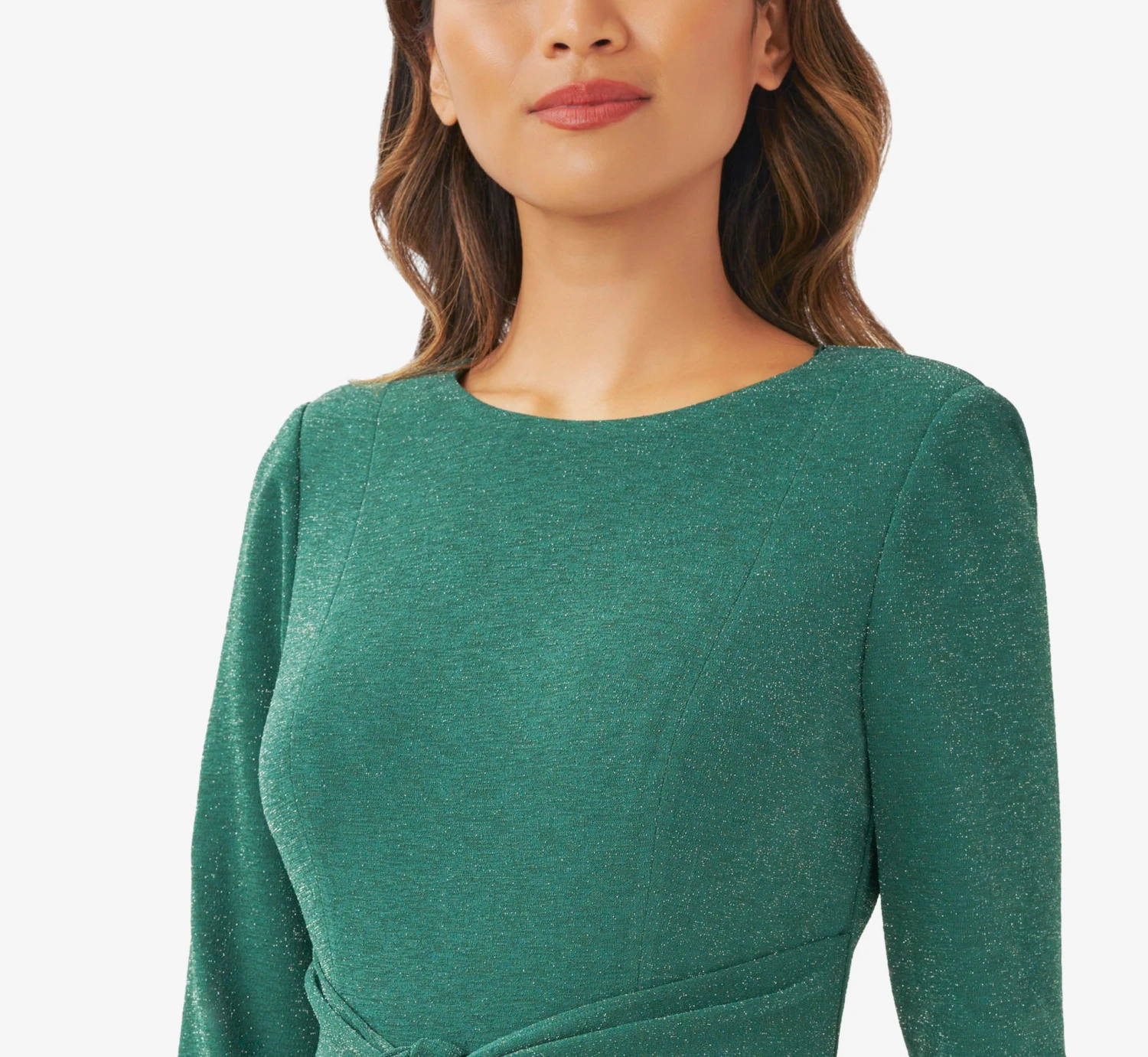 Adrianna Papell Metallic Knit Dress In Hunter 5 Adrianna Papell Metallic Knit Dress In Hunter - Image 5