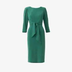 Adrianna Papell Metallic Knit Dress In Hunter 8 Adrianna Papell Metallic Knit Dress In Hunter -Glam Mirth Sales AP1D104562 AE303 Regular Flat