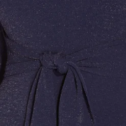 Adrianna Papell Metallic Knit Dress In Light Navy -Glam Mirth Sales AP1D104562 AT412 Regular Detail