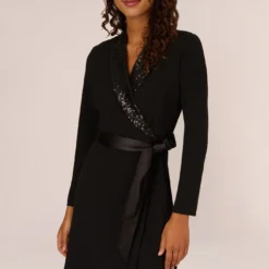 Adrianna Papell Sequin Collar Tuxedo Dress In Black 9 Adrianna Papell Sequin Collar Tuxedo Dress In Black -Glam Mirth Sales AP1D104563 AA002 Regular Detail b4bfc833 e994 4675 bcc7 7c6ef80b85a9